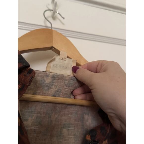 Sezane Will Linen Mini Dress Brown Leopard Print Sz Fr 36 US 4 XS Small - Picture 4 of 8